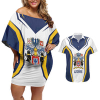 Personalized Azores Portugal Couples Matching Off Shoulder Short Dress and Hawaiian Shirt Sporty Style - Wonder Print Shop