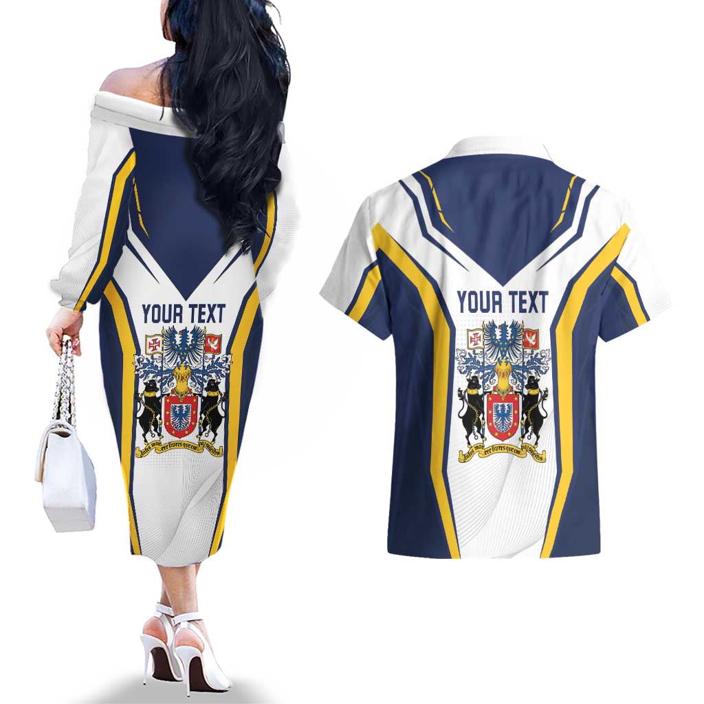 Personalized Azores Portugal Couples Matching Off The Shoulder Long Sleeve Dress and Hawaiian Shirt Sporty Style - Wonder Print Shop