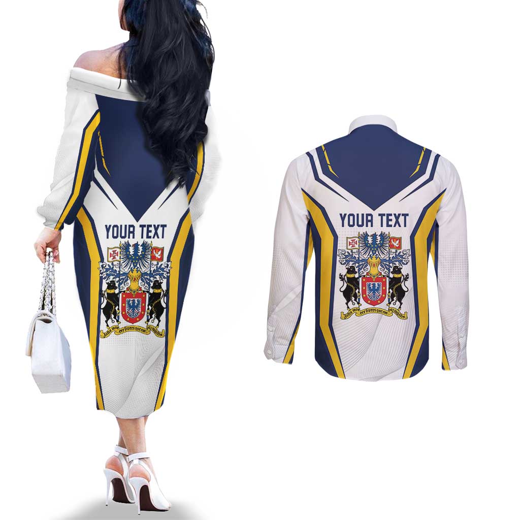 Personalized Azores Portugal Couples Matching Off The Shoulder Long Sleeve Dress and Long Sleeve Button Shirt Sporty Style - Wonder Print Shop
