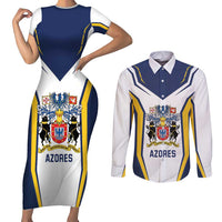 Personalized Azores Portugal Couples Matching Short Sleeve Bodycon Dress and Long Sleeve Button Shirt Sporty Style - Wonder Print Shop