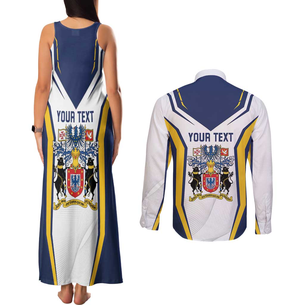 Personalized Azores Portugal Couples Matching Tank Maxi Dress and Long Sleeve Button Shirt Sporty Style - Wonder Print Shop