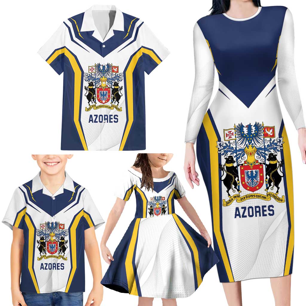 Personalized Azores Portugal Family Matching Long Sleeve Bodycon Dress and Hawaiian Shirt Sporty Style - Wonder Print Shop