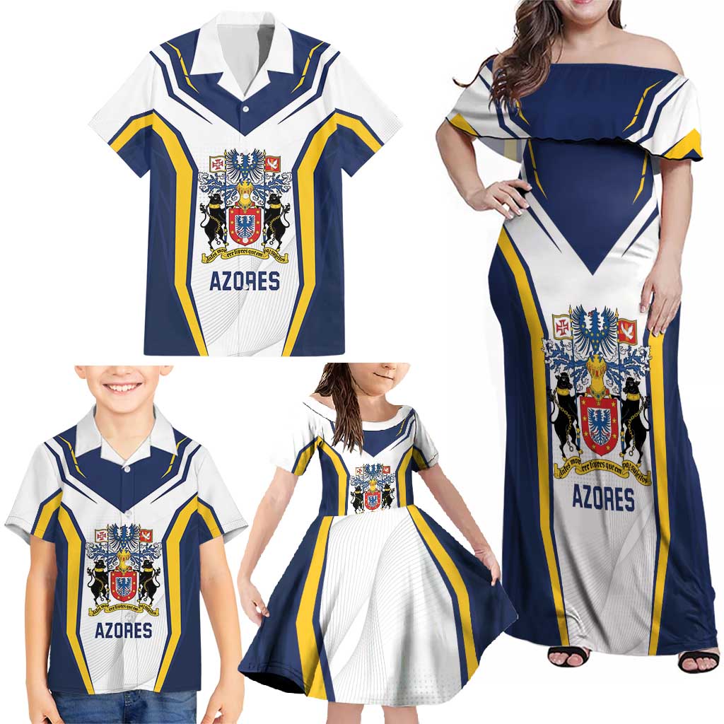 Personalized Azores Portugal Family Matching Off Shoulder Maxi Dress and Hawaiian Shirt Sporty Style - Wonder Print Shop
