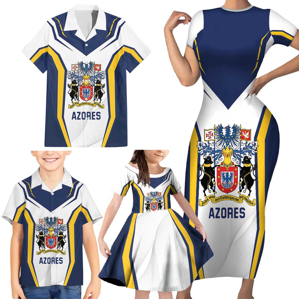 Personalized Azores Portugal Family Matching Short Sleeve Bodycon Dress and Hawaiian Shirt Sporty Style - Wonder Print Shop