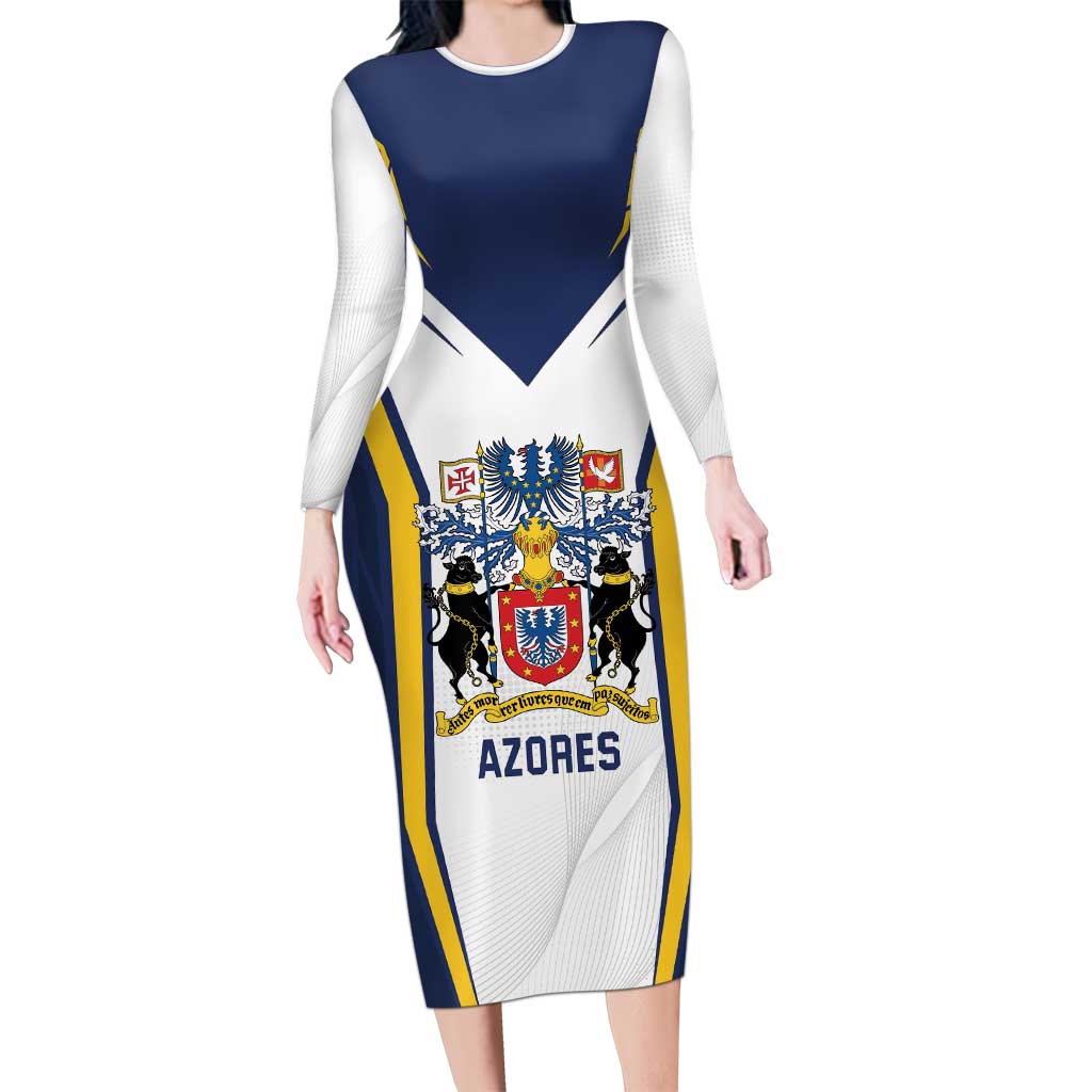 Personalized Azores Portugal Long Sleeve Bodycon Dress Sporty Style - Wonder Print Shop