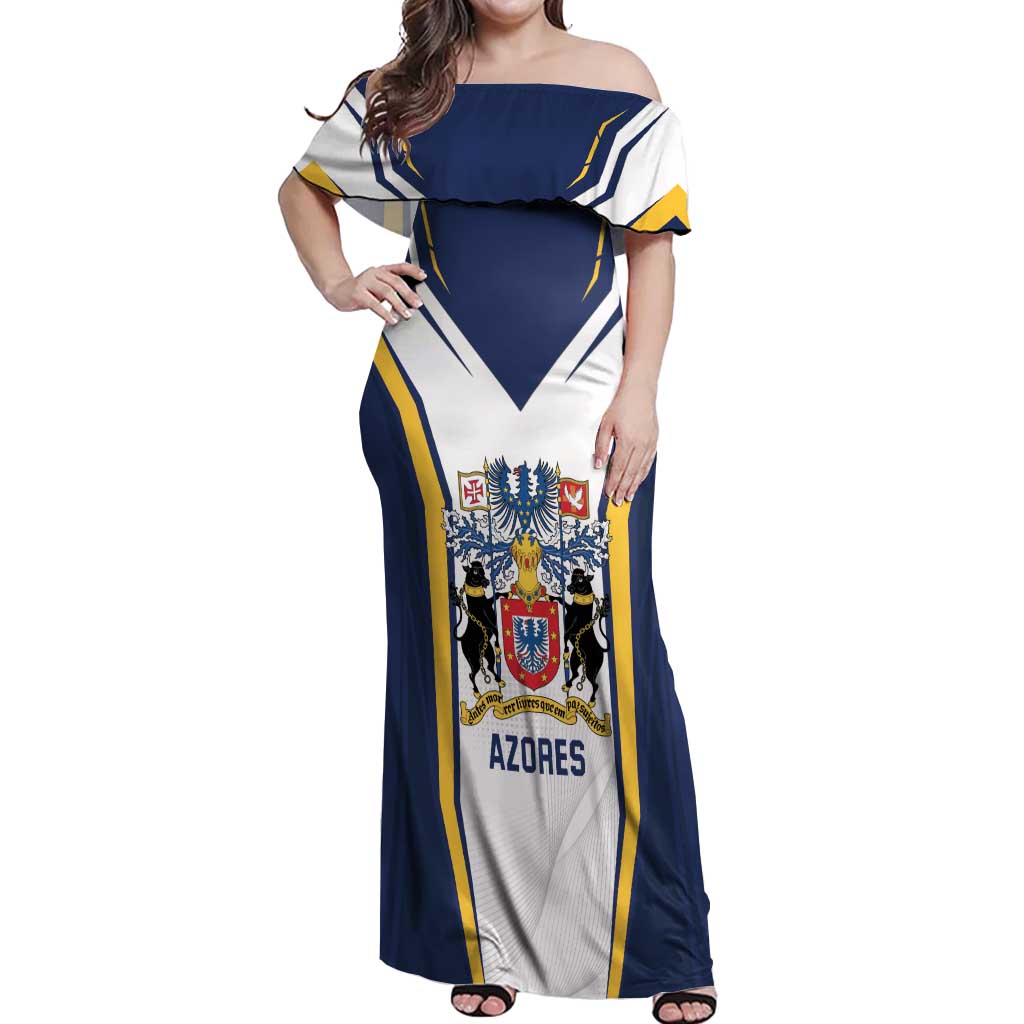 Personalized Azores Portugal Off Shoulder Maxi Dress Sporty Style - Wonder Print Shop