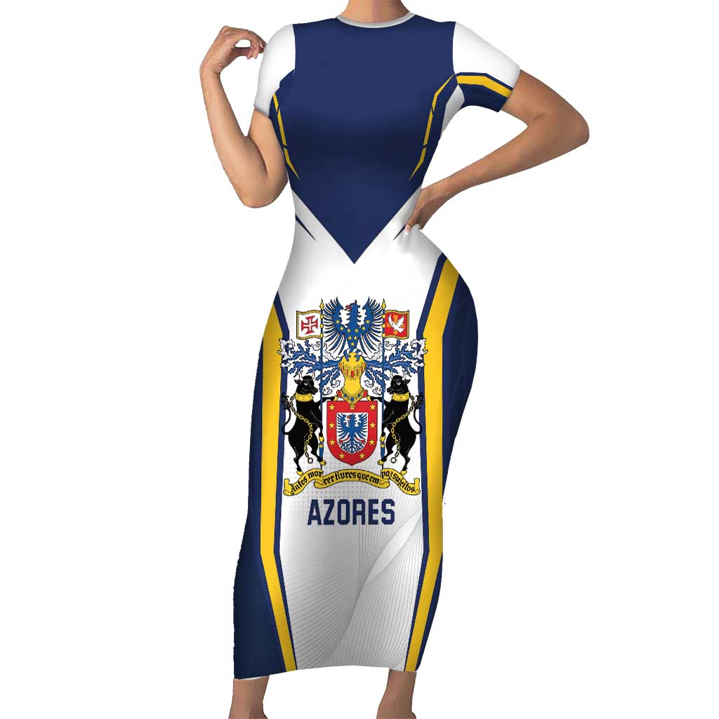 Personalized Azores Portugal Short Sleeve Bodycon Dress Sporty Style - Wonder Print Shop