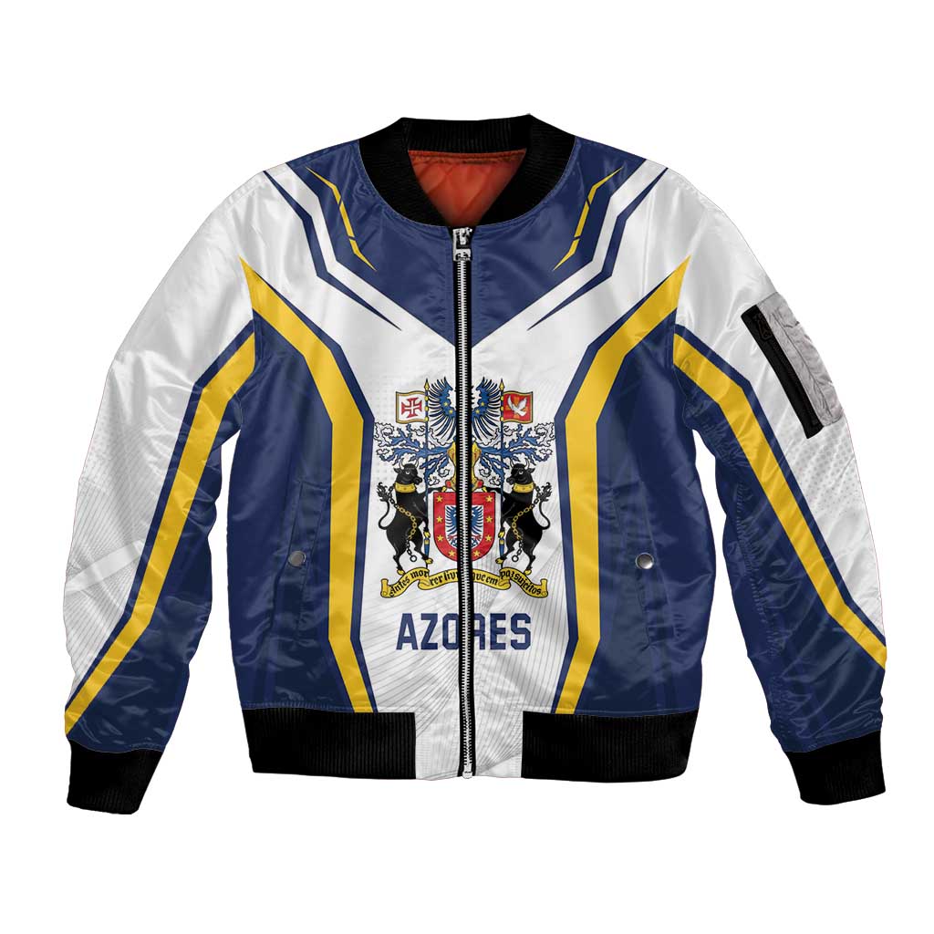 Personalized Azores Portugal Sleeve Zip Bomber Jacket Sporty Style - Wonder Print Shop