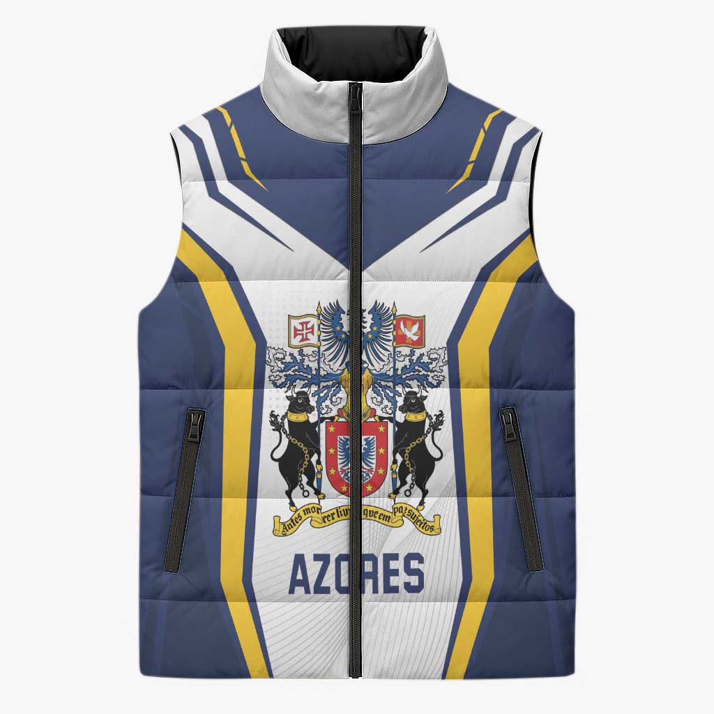 Personalized Azores Portugal Sleeveless Puffer Jacket Sporty Style - Wonder Print Shop