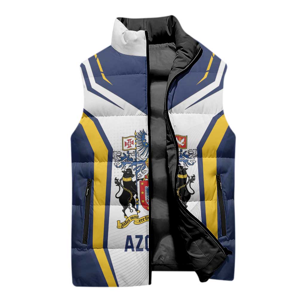 Personalized Azores Portugal Sleeveless Puffer Jacket Sporty Style - Wonder Print Shop