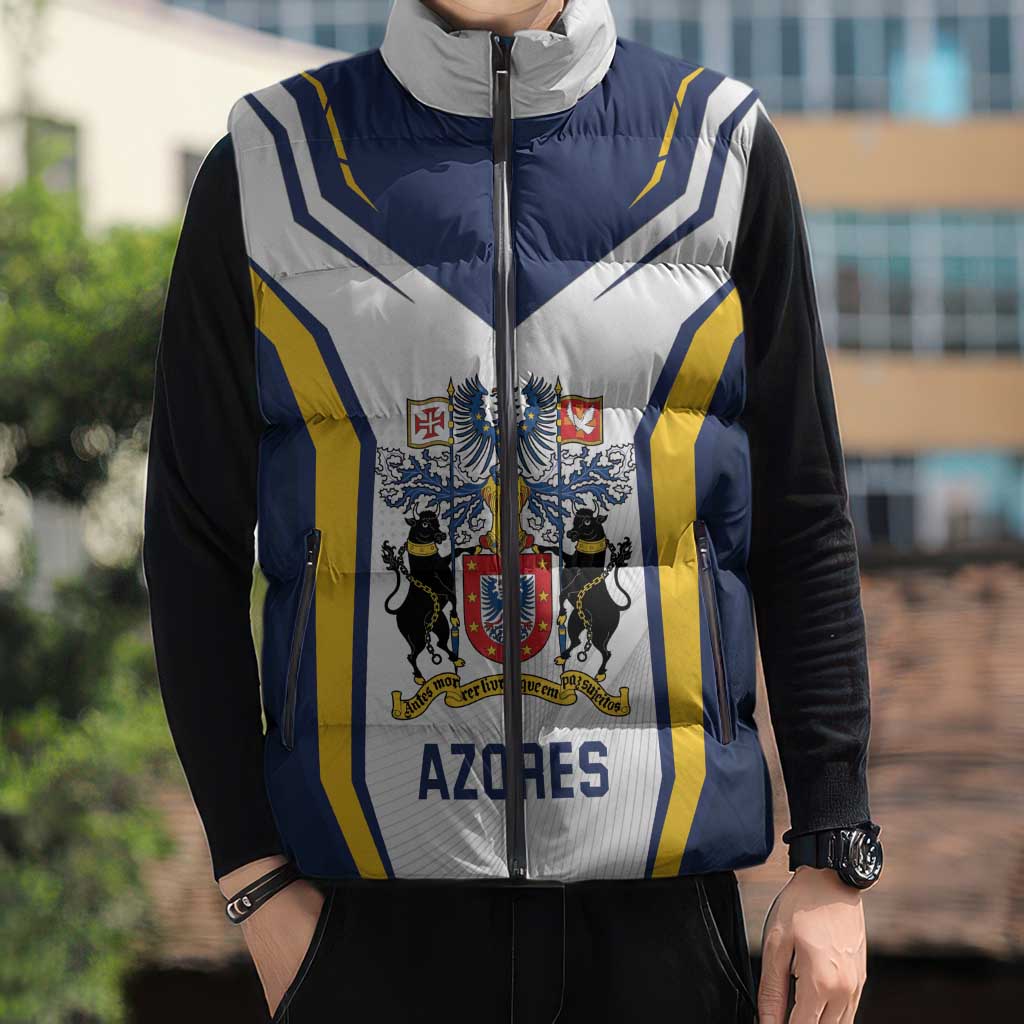 Personalized Azores Portugal Sleeveless Puffer Jacket Sporty Style - Wonder Print Shop