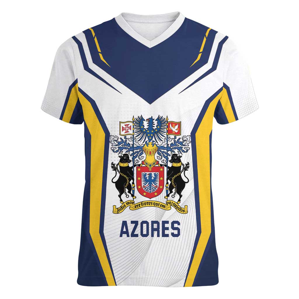 Personalized Azores Portugal Women V-Neck T-Shirt Sporty Style - Wonder Print Shop