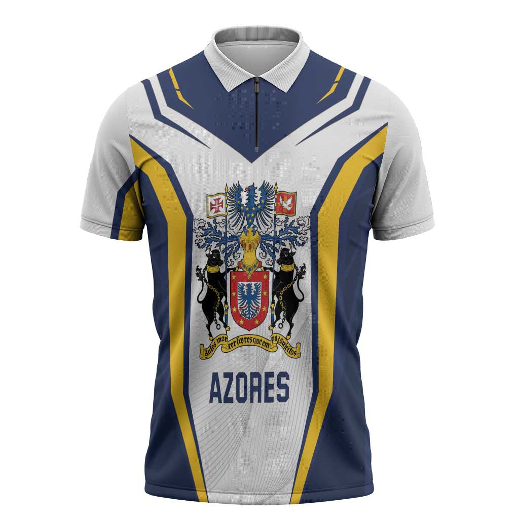 Personalized Azores Portugal Zipper Polo Shirt Sporty Style - Wonder Print Shop