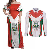 Personalized Aveiro Portugal Couples Matching Off Shoulder Maxi Dress and Long Sleeve Button Shirt Sporty Style - Wonder Print Shop