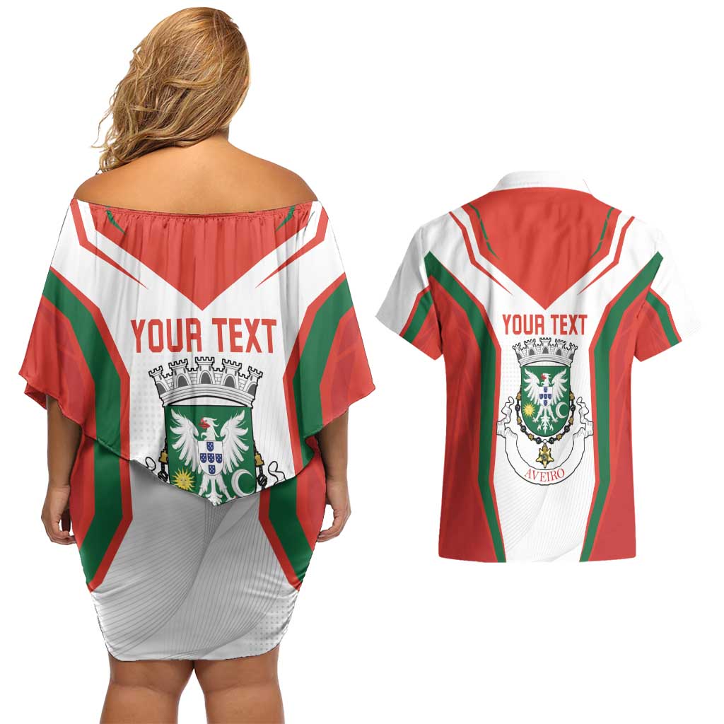 Personalized Aveiro Portugal Couples Matching Off Shoulder Short Dress and Hawaiian Shirt Sporty Style - Wonder Print Shop