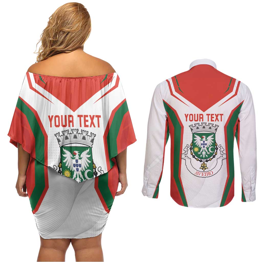 Personalized Aveiro Portugal Couples Matching Off Shoulder Short Dress and Long Sleeve Button Shirt Sporty Style - Wonder Print Shop