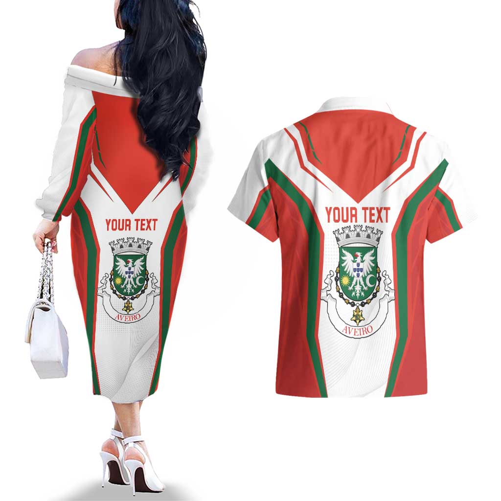 Personalized Aveiro Portugal Couples Matching Off The Shoulder Long Sleeve Dress and Hawaiian Shirt Sporty Style - Wonder Print Shop