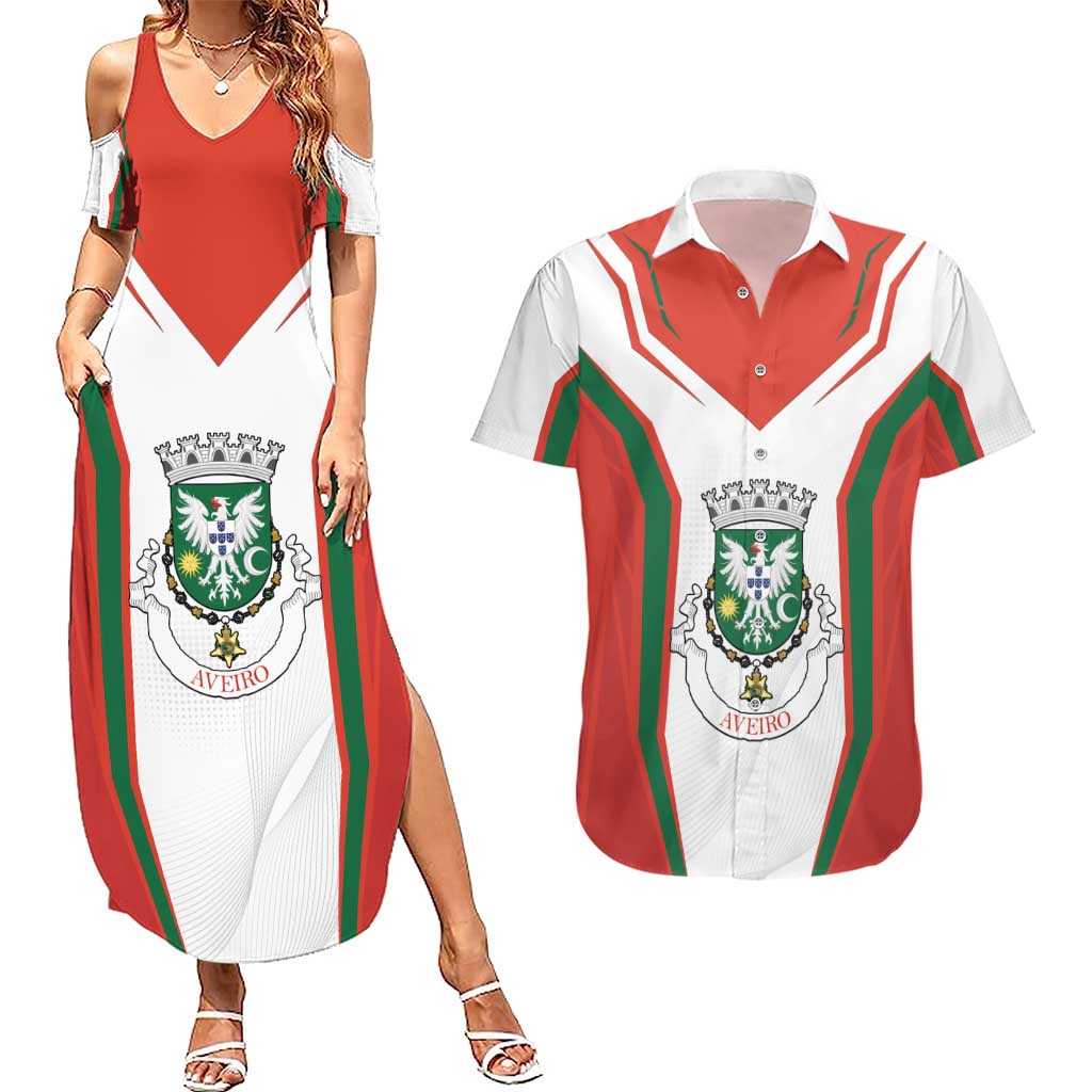Personalized Aveiro Portugal Couples Matching Summer Maxi Dress and Hawaiian Shirt Sporty Style - Wonder Print Shop