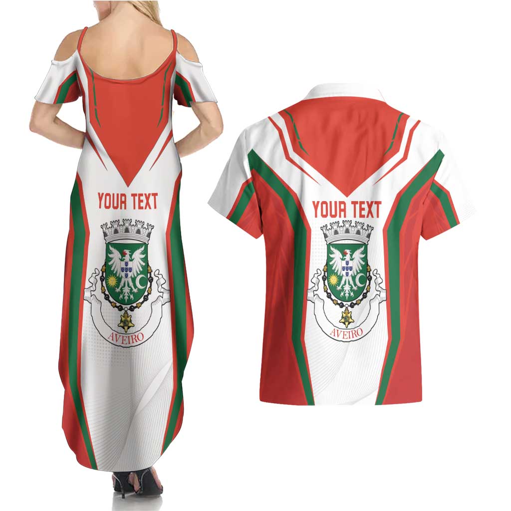 Personalized Aveiro Portugal Couples Matching Summer Maxi Dress and Hawaiian Shirt Sporty Style - Wonder Print Shop