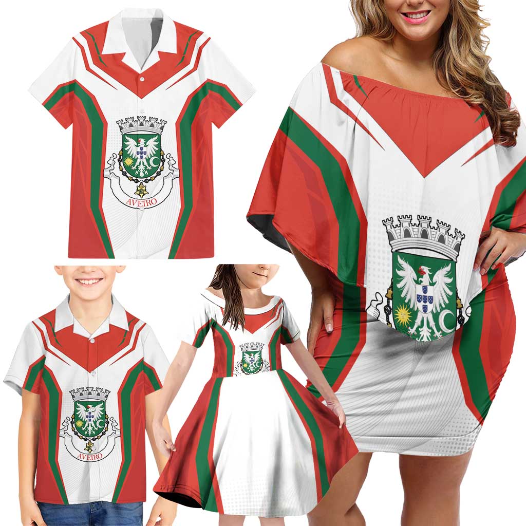 Personalized Aveiro Portugal Family Matching Off Shoulder Short Dress and Hawaiian Shirt Sporty Style - Wonder Print Shop
