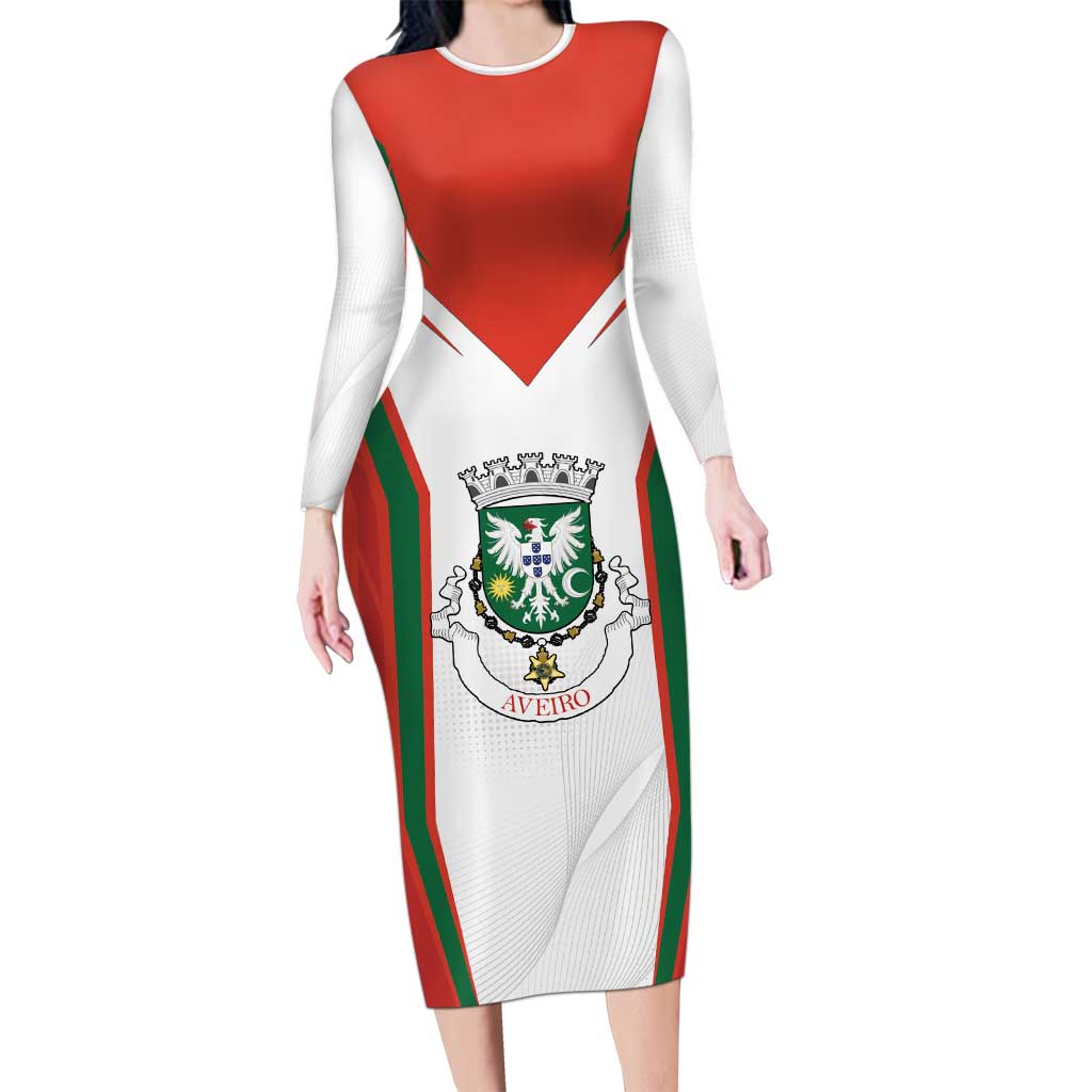 Personalized Aveiro Portugal Long Sleeve Bodycon Dress Sporty Style - Wonder Print Shop