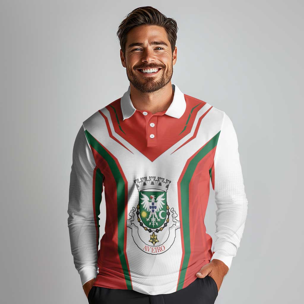 Personalized Aveiro Portugal Long Sleeve Polo Shirt Sporty Style - Wonder Print Shop