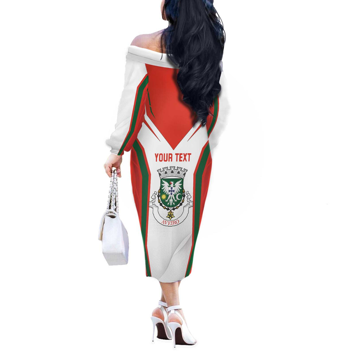 Personalized Aveiro Portugal Off The Shoulder Long Sleeve Dress Sporty Style - Wonder Print Shop