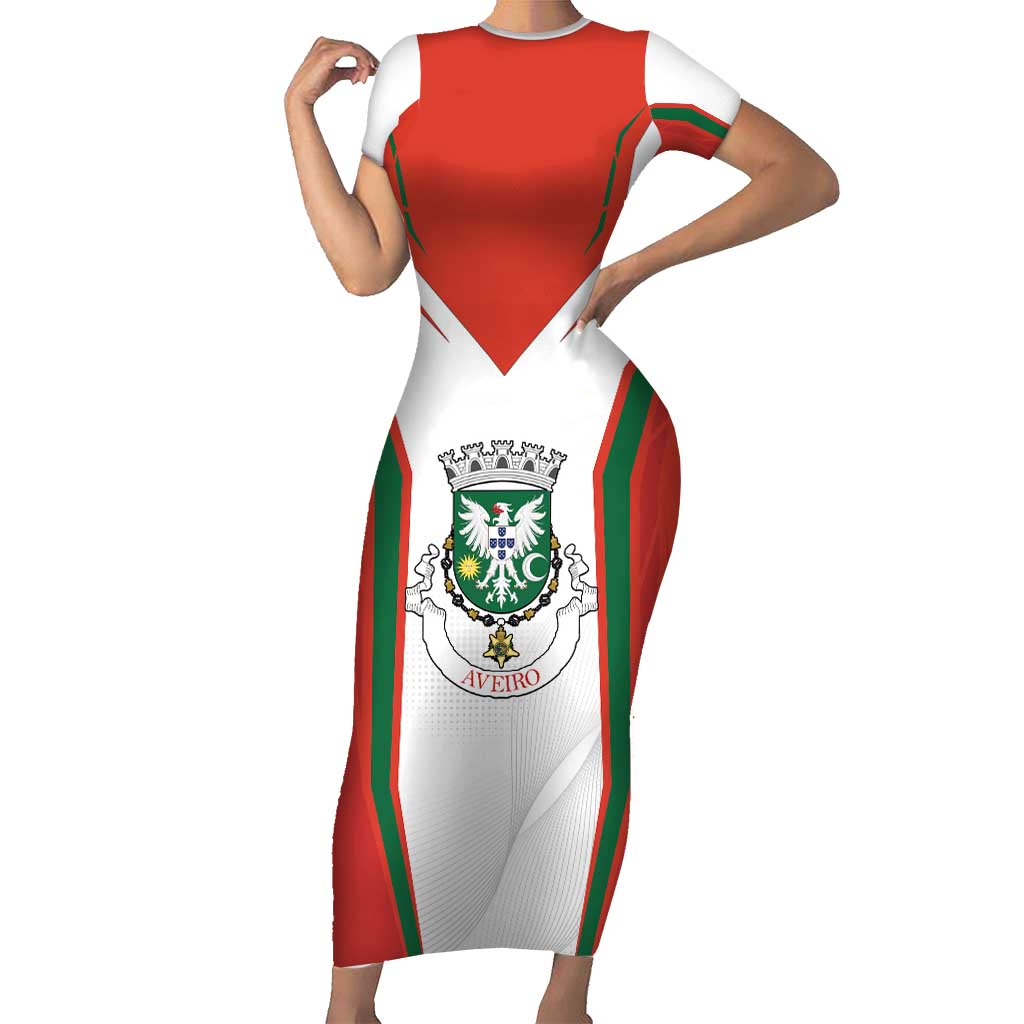 Personalized Aveiro Portugal Short Sleeve Bodycon Dress Sporty Style - Wonder Print Shop