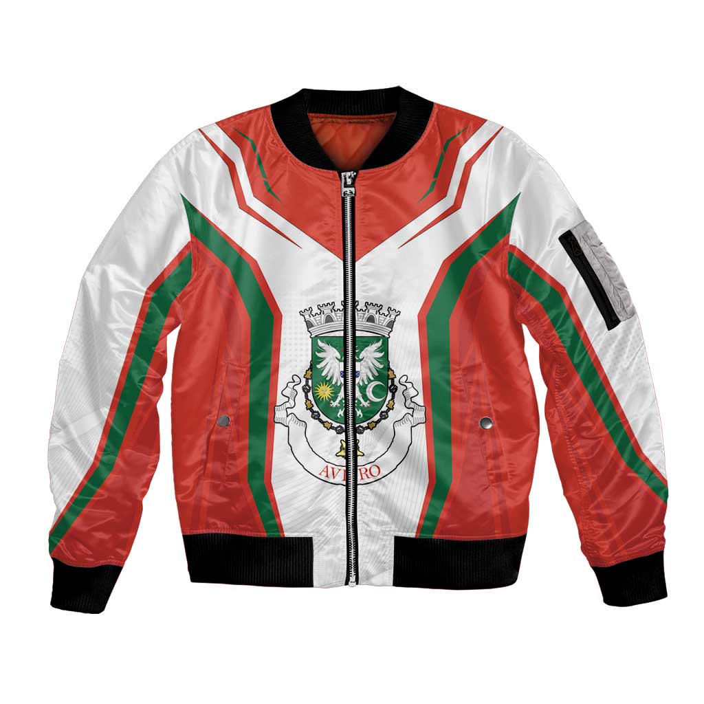 Personalized Aveiro Portugal Sleeve Zip Bomber Jacket Sporty Style - Wonder Print Shop