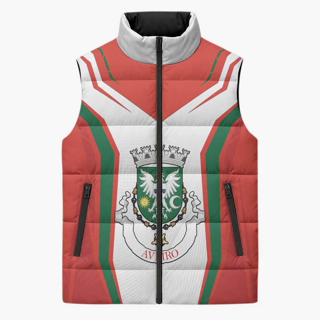 Personalized Aveiro Portugal Sleeveless Puffer Jacket Sporty Style - Wonder Print Shop