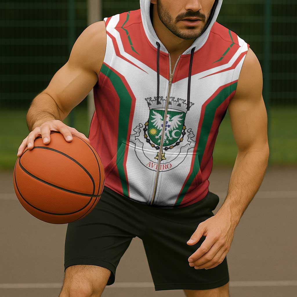Personalized Aveiro Portugal Sleeveless Zip Hoodie Sporty Style - Wonder Print Shop
