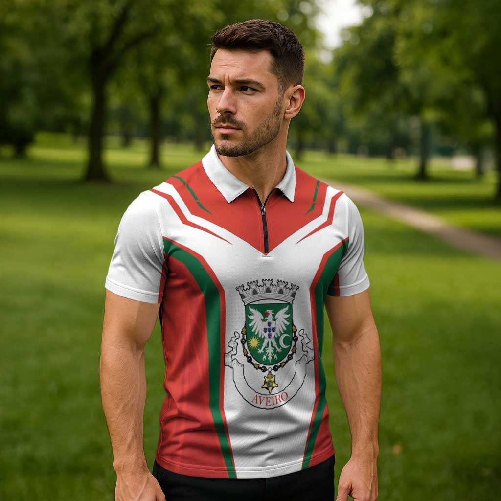 Personalized Aveiro Portugal Zipper Polo Shirt Sporty Style - Wonder Print Shop