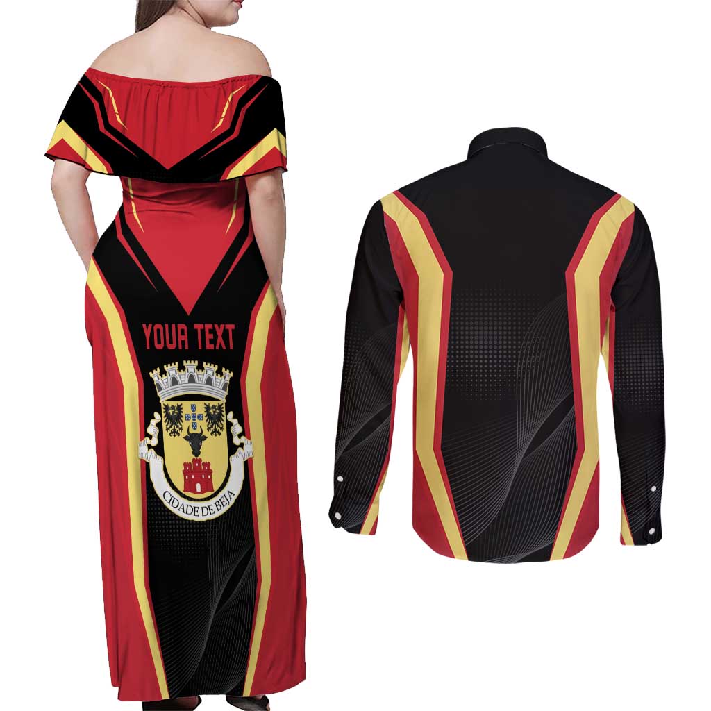 Personalized Beja Portugal Couples Matching Off Shoulder Maxi Dress and Long Sleeve Button Shirt Sporty Style - Wonder Print Shop