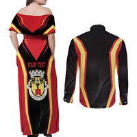 Personalized Beja Portugal Couples Matching Off Shoulder Maxi Dress and Long Sleeve Button Shirt Sporty Style - Wonder Print Shop
