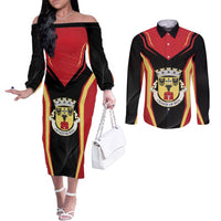 Personalized Beja Portugal Couples Matching Off The Shoulder Long Sleeve Dress and Long Sleeve Button Shirt Sporty Style - Wonder Print Shop