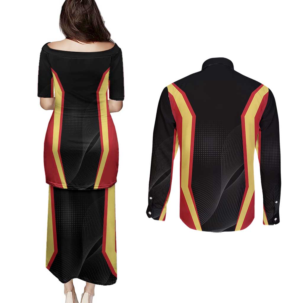 Personalized Beja Portugal Couples Matching Puletasi and Long Sleeve Button Shirt Sporty Style - Wonder Print Shop