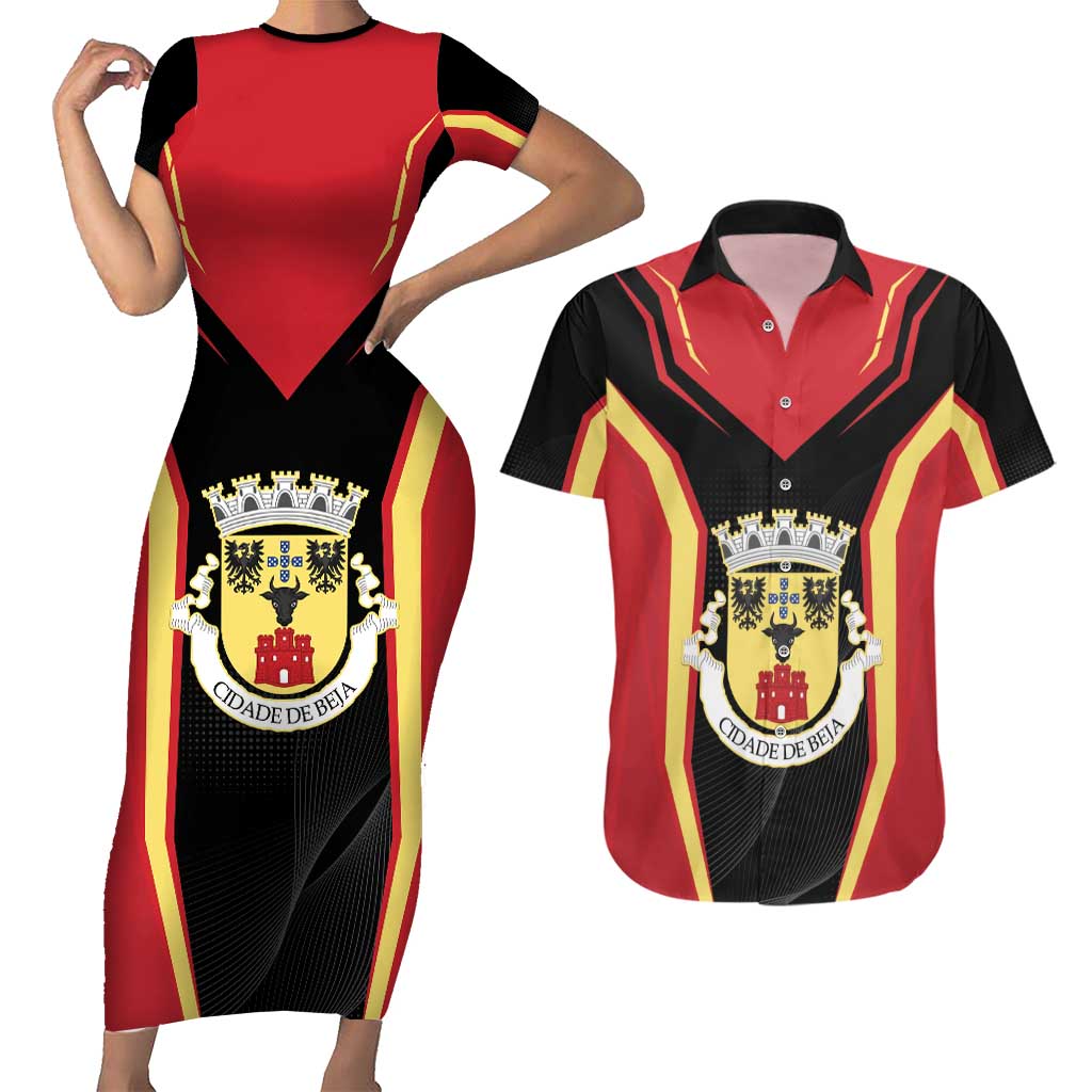 Personalized Beja Portugal Couples Matching Short Sleeve Bodycon Dress and Hawaiian Shirt Sporty Style - Wonder Print Shop