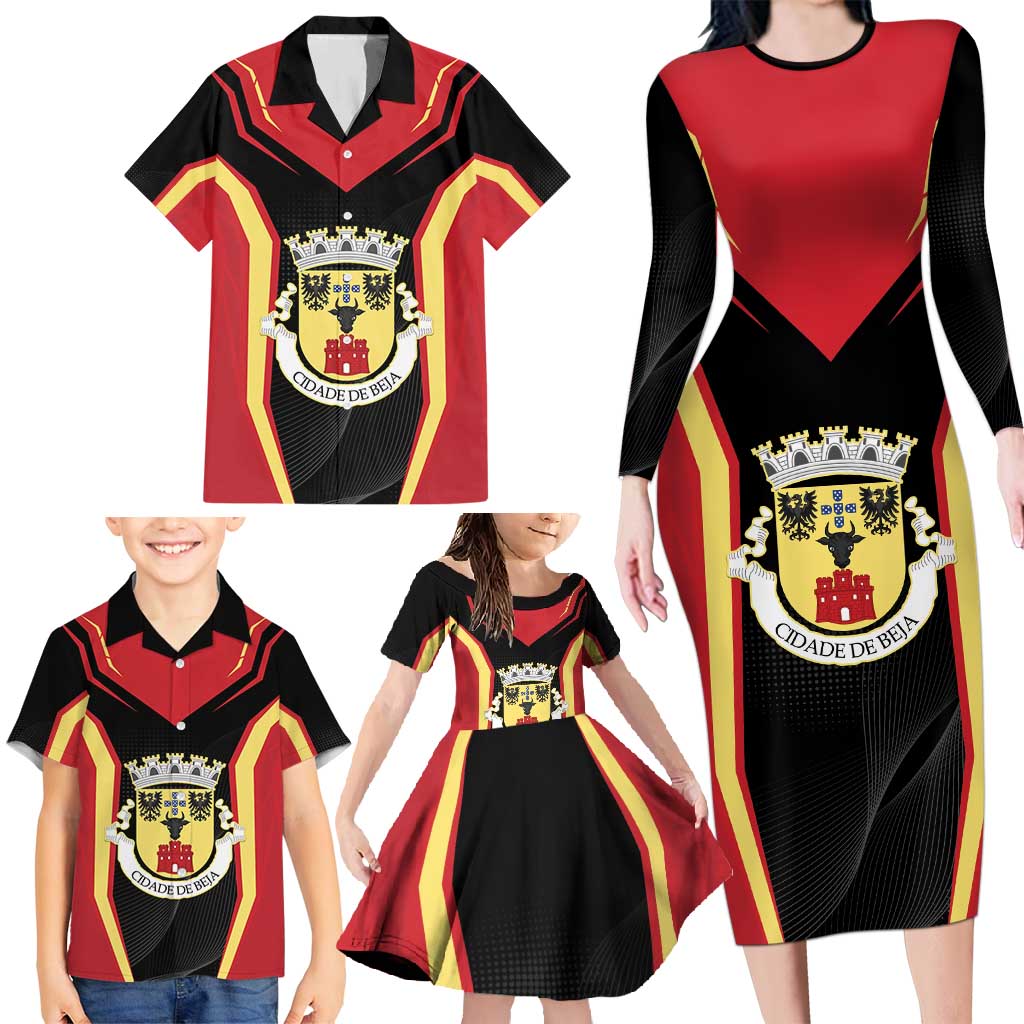 Personalized Beja Portugal Family Matching Long Sleeve Bodycon Dress and Hawaiian Shirt Sporty Style - Wonder Print Shop