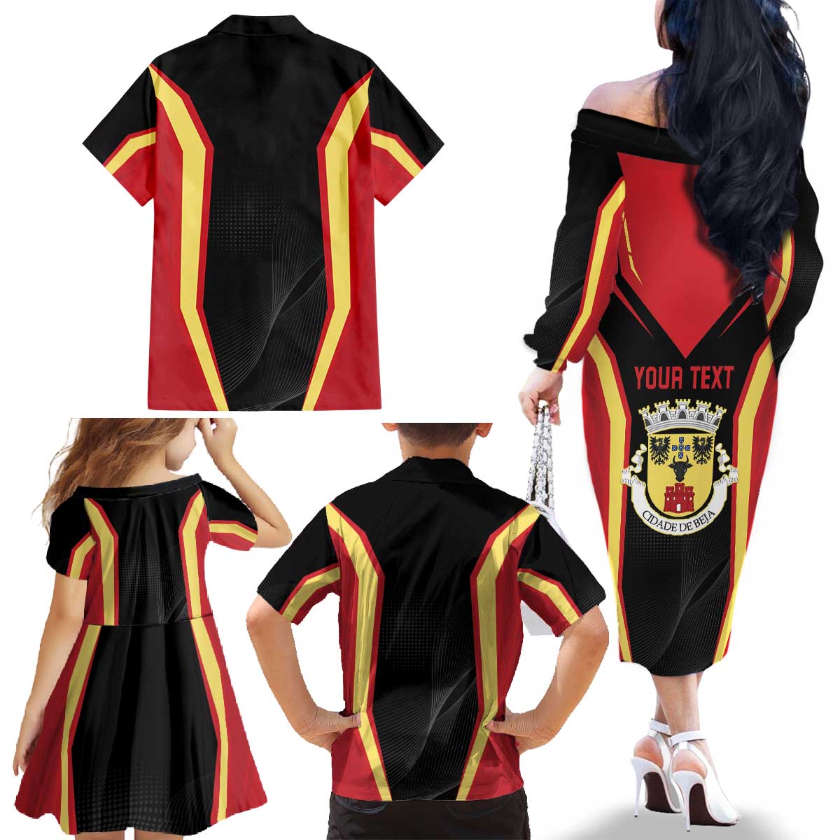 Personalized Beja Portugal Family Matching Off The Shoulder Long Sleeve Dress and Hawaiian Shirt Sporty Style - Wonder Print Shop