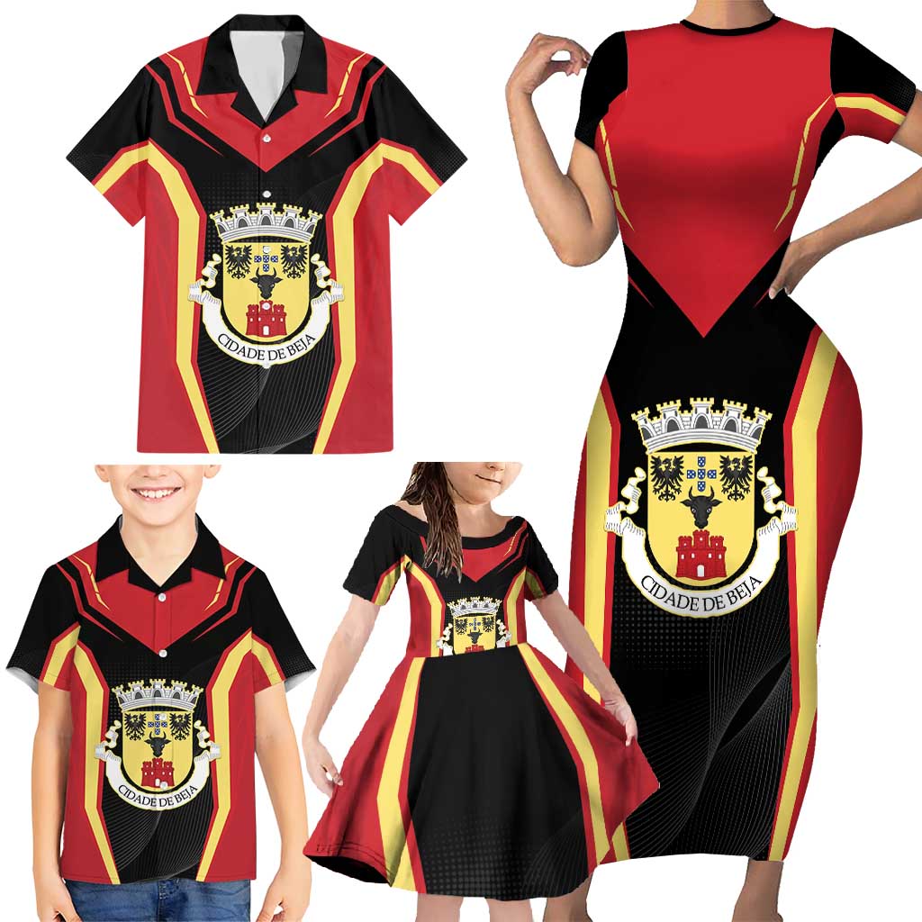 Personalized Beja Portugal Family Matching Short Sleeve Bodycon Dress and Hawaiian Shirt Sporty Style - Wonder Print Shop