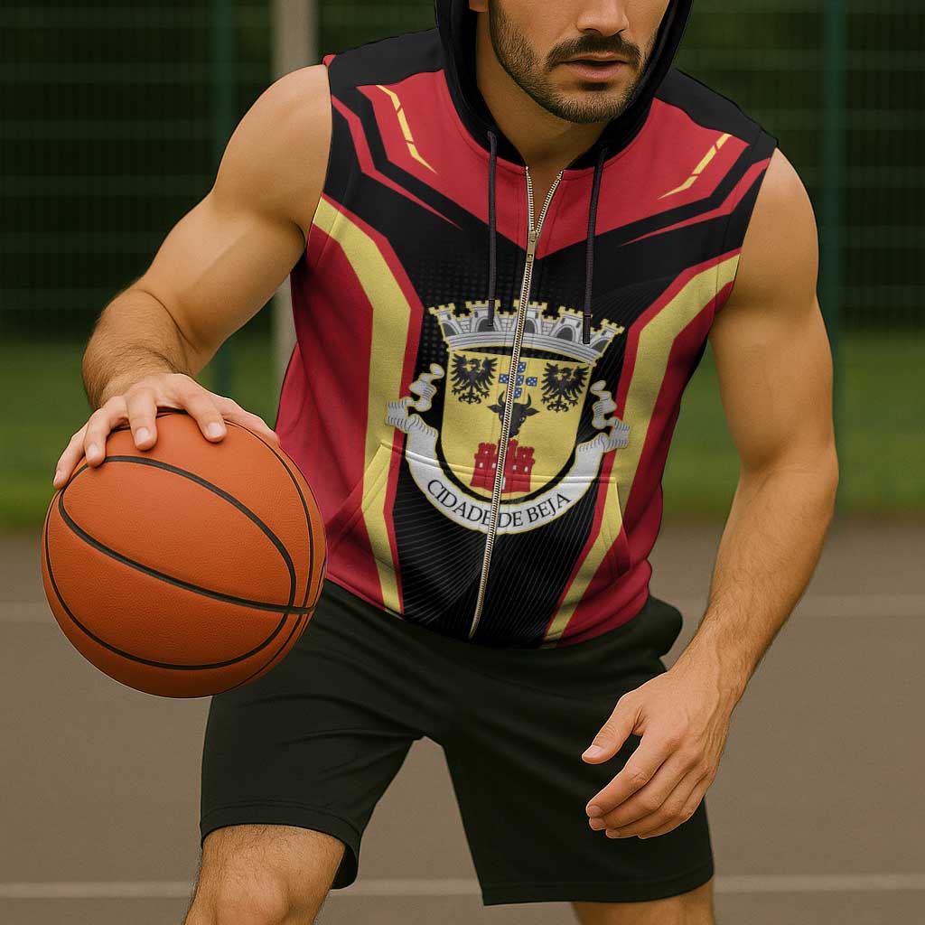 Personalized Beja Portugal Sleeveless Zip Hoodie Sporty Style - Wonder Print Shop