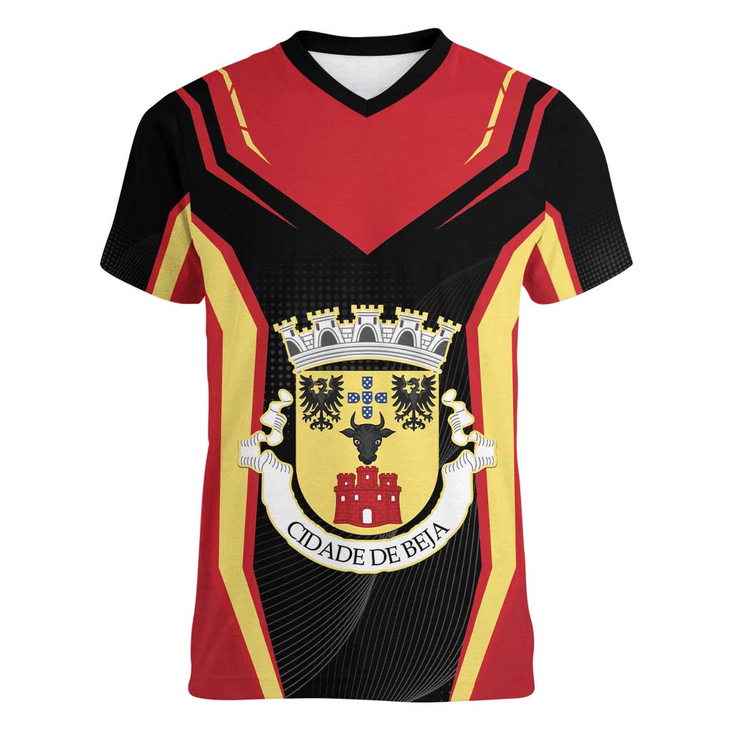 Personalized Beja Portugal Women V-Neck T-Shirt Sporty Style - Wonder Print Shop
