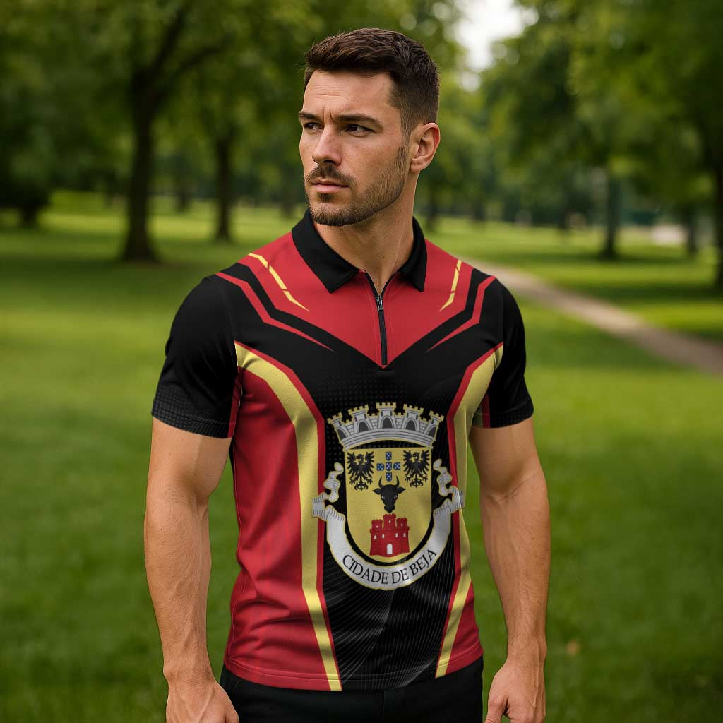 Personalized Beja Portugal Zipper Polo Shirt Sporty Style - Wonder Print Shop