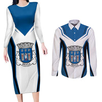 Personalized Braga Portugal Couples Matching Long Sleeve Bodycon Dress and Long Sleeve Button Shirt Sporty Style - Wonder Print Shop