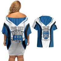 Personalized Braga Portugal Couples Matching Off Shoulder Short Dress and Hawaiian Shirt Sporty Style - Wonder Print Shop