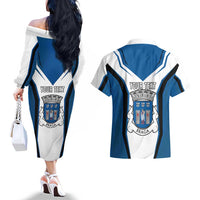 Personalized Braga Portugal Couples Matching Off The Shoulder Long Sleeve Dress and Hawaiian Shirt Sporty Style - Wonder Print Shop