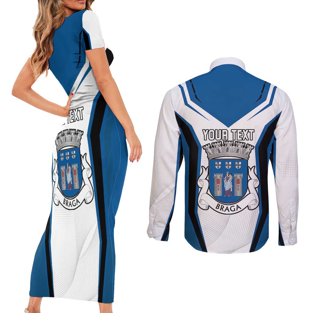 Personalized Braga Portugal Couples Matching Short Sleeve Bodycon Dress and Long Sleeve Button Shirt Sporty Style - Wonder Print Shop