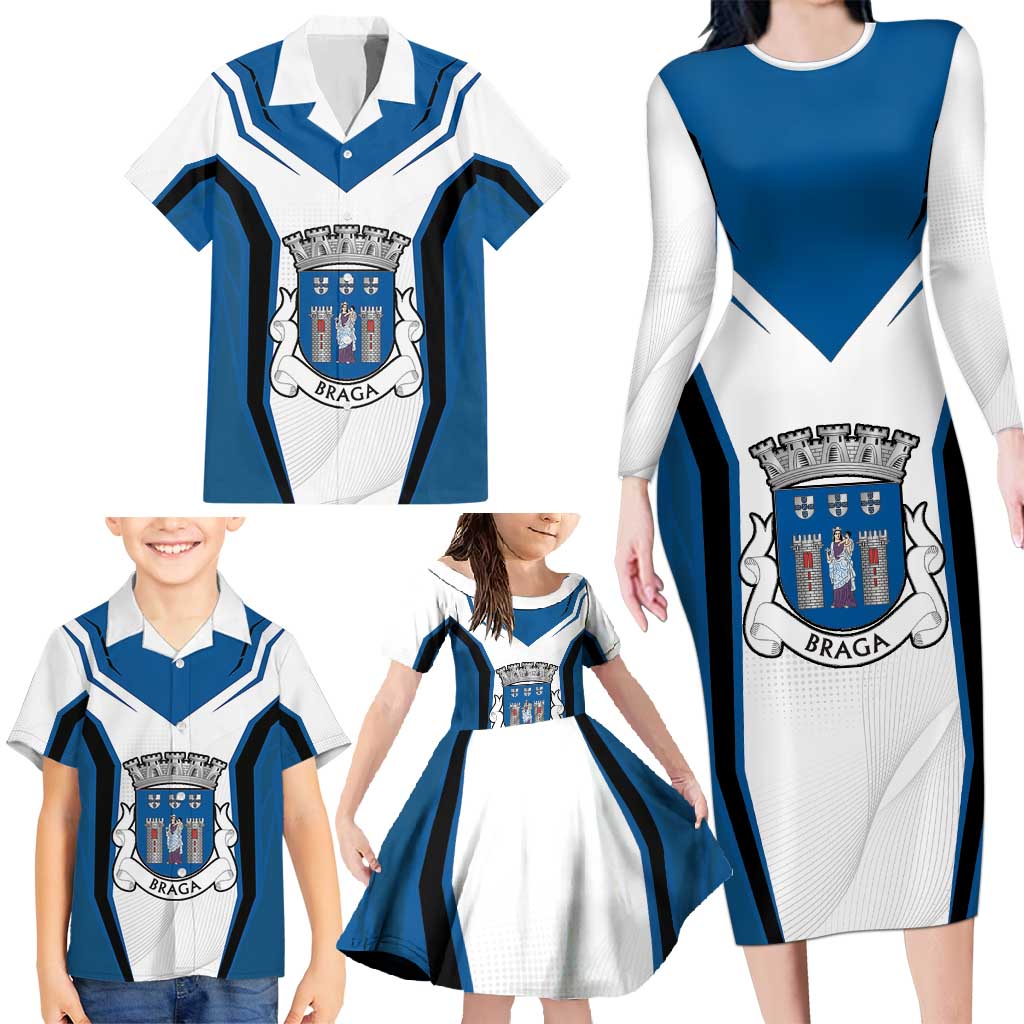 Personalized Braga Portugal Family Matching Long Sleeve Bodycon Dress and Hawaiian Shirt Sporty Style - Wonder Print Shop
