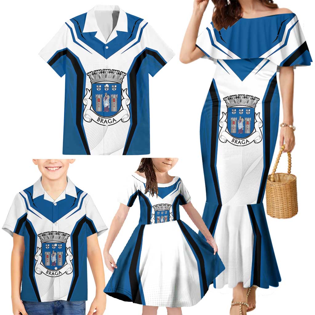 Personalized Braga Portugal Family Matching Mermaid Dress and Hawaiian Shirt Sporty Style - Wonder Print Shop