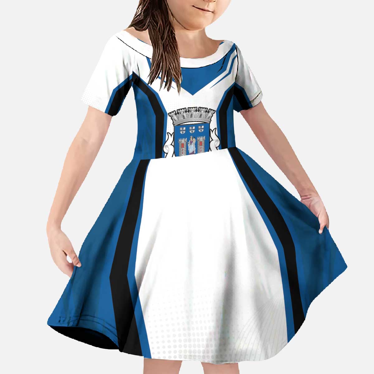 Personalized Braga Portugal Family Matching Off The Shoulder Long Sleeve Dress and Hawaiian Shirt Sporty Style - Wonder Print Shop